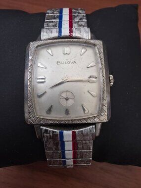 1963 BULOVA 10K RGP M3 Tank Watch 11AF Swiss Mechanical Mvmt Uniflex Bracelet